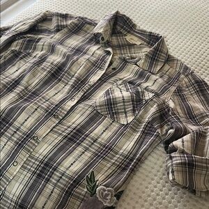 Men's Plaid Shirt - Black and White